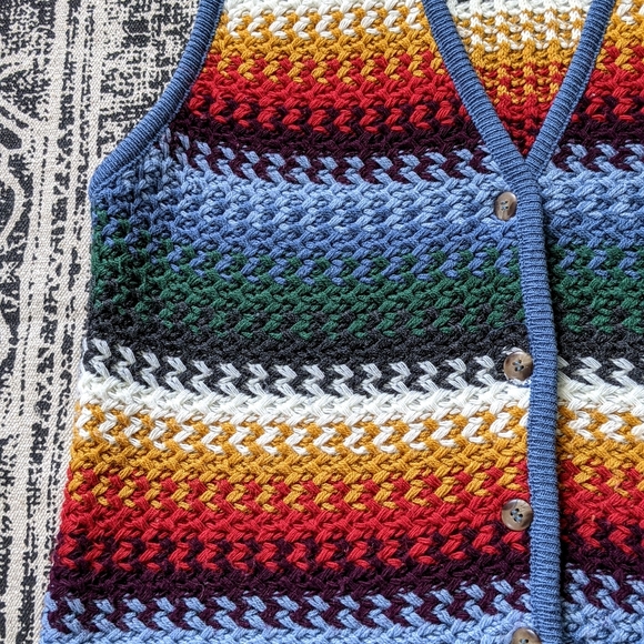 SOLD Crochet Knit Sweater Vest Earthy - Picture 8 of 16